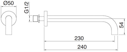 Rubinetterie Treemme Line Bocca Getto Erogazione Acqua Incasso A Muro 230 mm Materiale Ottone Finitura Cromata