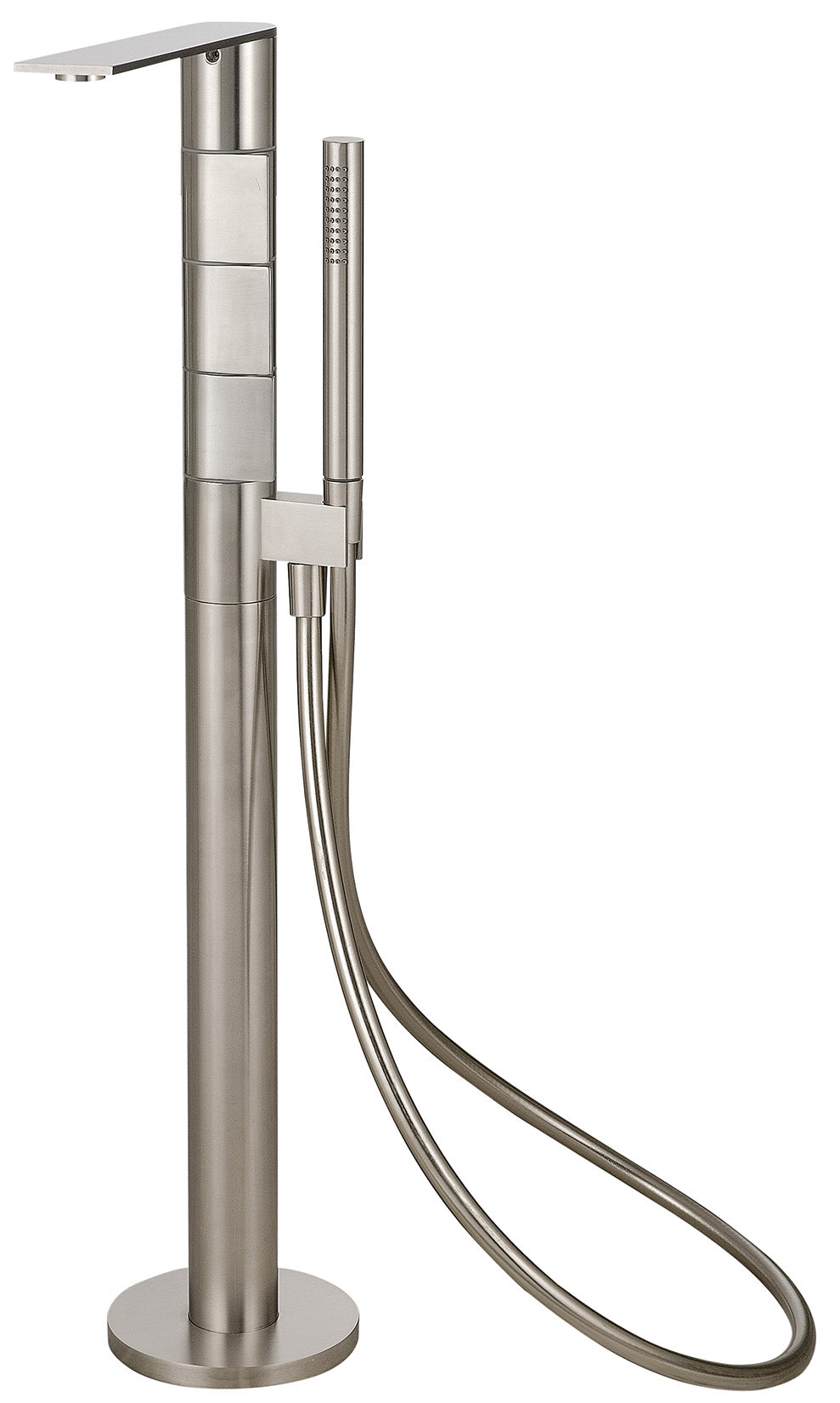 Rubinetterie Treemme 3M 5mm RWIT 2584 IS 50 + RWIT 4A62 ZZ 50 Miscelatore Vasca Da Terra Monoforo Con Piastra E Doccetta In Acciaio Inox 2 Manopole Stile Moderno Materiale Acciaio Finitura Acciaio Spazzolato Parte Interna Esterna Incluse