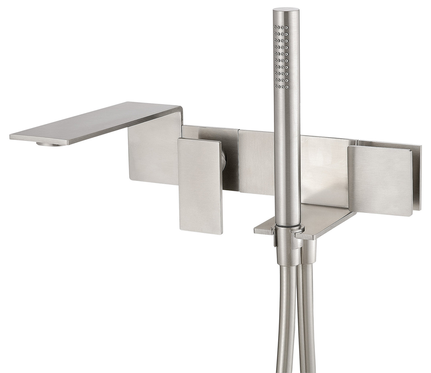 Rubinetterie Treemme 3M 5MM RWIT 2805 IS 12 Miscelatore Monocomando Vasca / Doccia Incasso A Parete 1 Leva 4 Fori Con Piastra e Doccetta In Inox Stile Moderno Materiale Acciaio INOX Finitura Acciaio Spazzolato Parte Interna Incasso Esterna Incluse