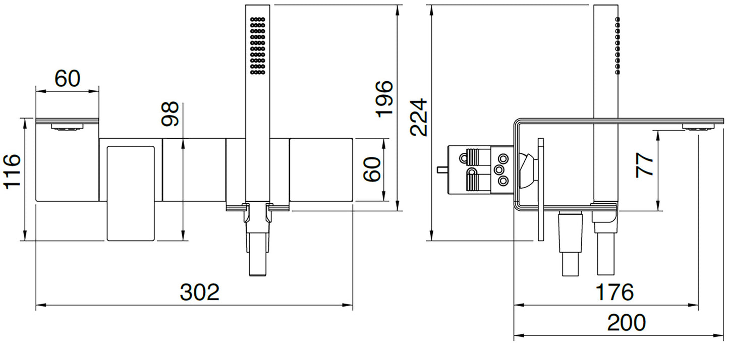 Rubinetterie Treemme 3M 5MM RWIT 2805 IS 12 Miscelatore Monocomando Vasca / Doccia Incasso A Parete 1 Leva 4 Fori Con Piastra e Doccetta In Inox Stile Moderno Materiale Acciaio INOX Finitura Acciaio Spazzolato Parte Interna Incasso Esterna Incluse