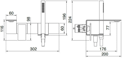Rubinetterie Treemme 3M 5MM RWIT 2805 IS 12 Miscelatore Monocomando Vasca / Doccia Incasso A Parete 1 Leva 4 Fori Con Piastra e Doccetta In Inox Stile Moderno Materiale Acciaio INOX Finitura Acciaio Spazzolato Parte Interna Incasso Esterna Incluse