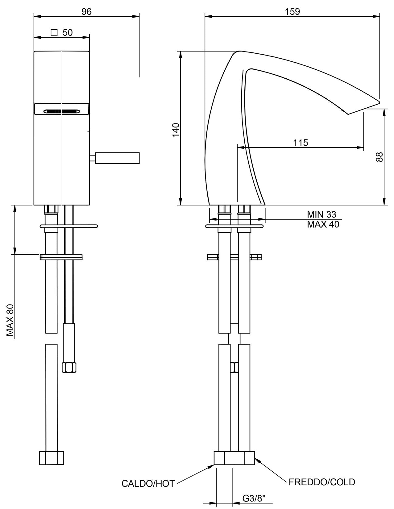 Rubinetterie Treemme Arché Miscelatore Lavabo Bidet 88 Con Getto Monocomando Materiale Ottone Finitura Cromata