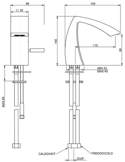 Rubinetterie Treemme Arché Miscelatore Lavabo Bidet 88 Con Getto Monocomando Materiale Ottone Finitura Cromata