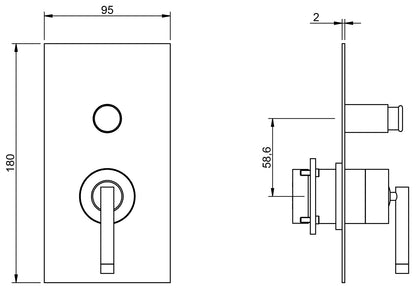 Miscelatore Monocomando Vasca / Doccia Incasso A 2 Vie Rubinetterie Treemme Arche' Materiale Ottone Finitura Cromata