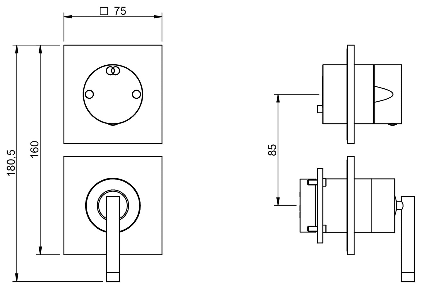 Miscelatore Monocomando Doccia Con Deviatore A 2 Uscite Rubinetterie Treemme Arche' Materiale Ottone Finitura Cromata
