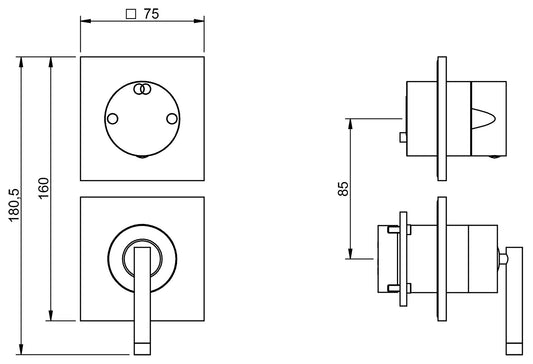 Miscelatore Monocomando Doccia Con Deviatore A 2 Uscite Rubinetterie Treemme Arche' Materiale Ottone Finitura Cromata