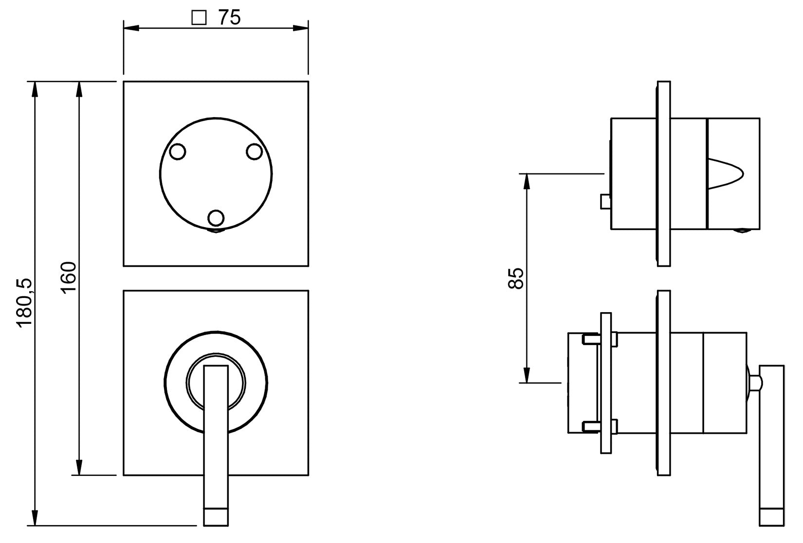 Miscelatore Monocomando Doccia Con Deviatore A 3 Uscite Rubinetterie Treemme Arche' Materiale Ottone Finitura Cromata