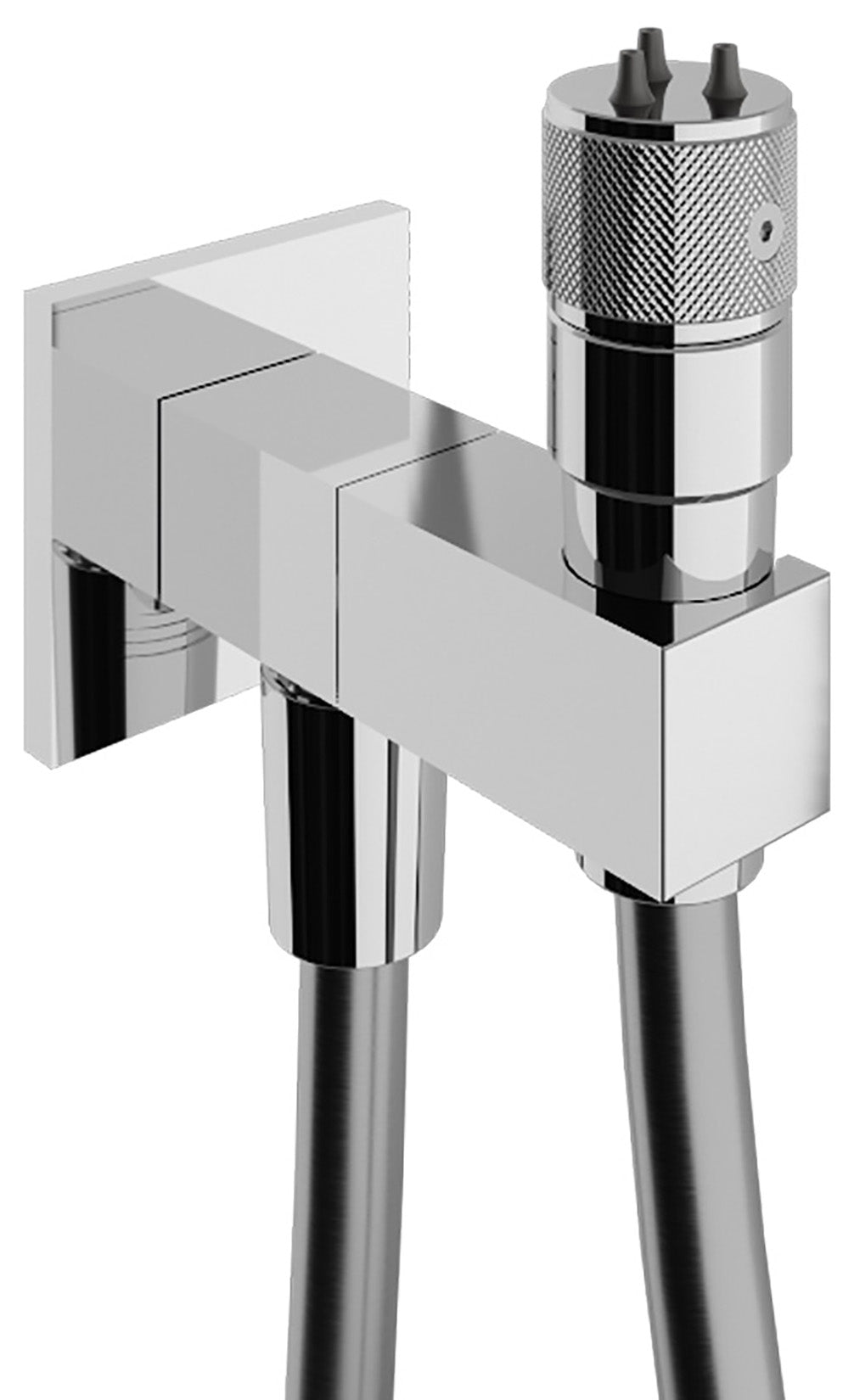 Rubinetterie Treemme Arché Idroscopino Per WC Con Doccetta Stilo Rotonda in Metallo Per WC Flessibile in PVC 1 Metro Materiale Ottone Finitura Cromato