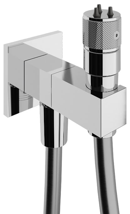 Rubinetterie Treemme Arché Idroscopino Per WC Con Doccetta Stilo Rotonda in Metallo Per WC Flessibile in PVC 1 Metro Materiale Ottone Finitura Cromato