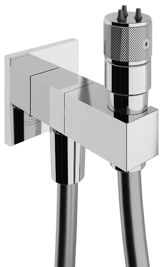 Rubinetterie Treemme Arché Idroscopino Per WC Con Doccetta Stilo Rotonda in Metallo Per WC Flessibile in PVC 1 Metro Materiale Ottone Finitura Cromato