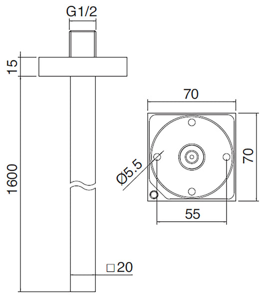 Rubinetterie Treemme 3M Electronic Washbasin Tap IT 6577 CC ZZ ZZ Bocca a Soffitto Con Rosone Getto Erogazione Uscita Acqua Materiale Ottone Finitura Cromata Forma Quadra Stile Moderno Monoforo Lunghezza 1600 mm Portata Acqua 5 Litri Al Minuto