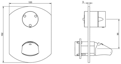 Miscelatore Monocomando Doccia Incasso Con Deviatore 3 Uscite Rubinetterie Treemme Hedo' Materiale Ottone Finitura Cromata