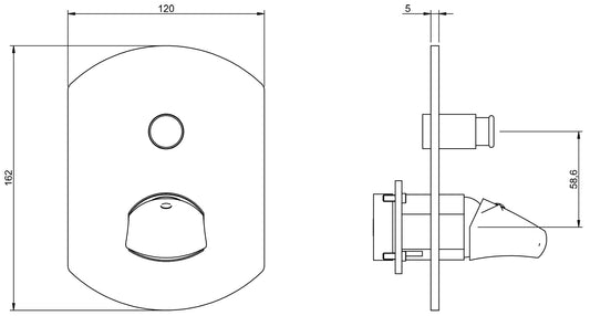 Miscelatore Monocomando Vasca / Doccia Incasso Rubinetterie Treemme Hedo' Materiale Ottone Finitura Cromata