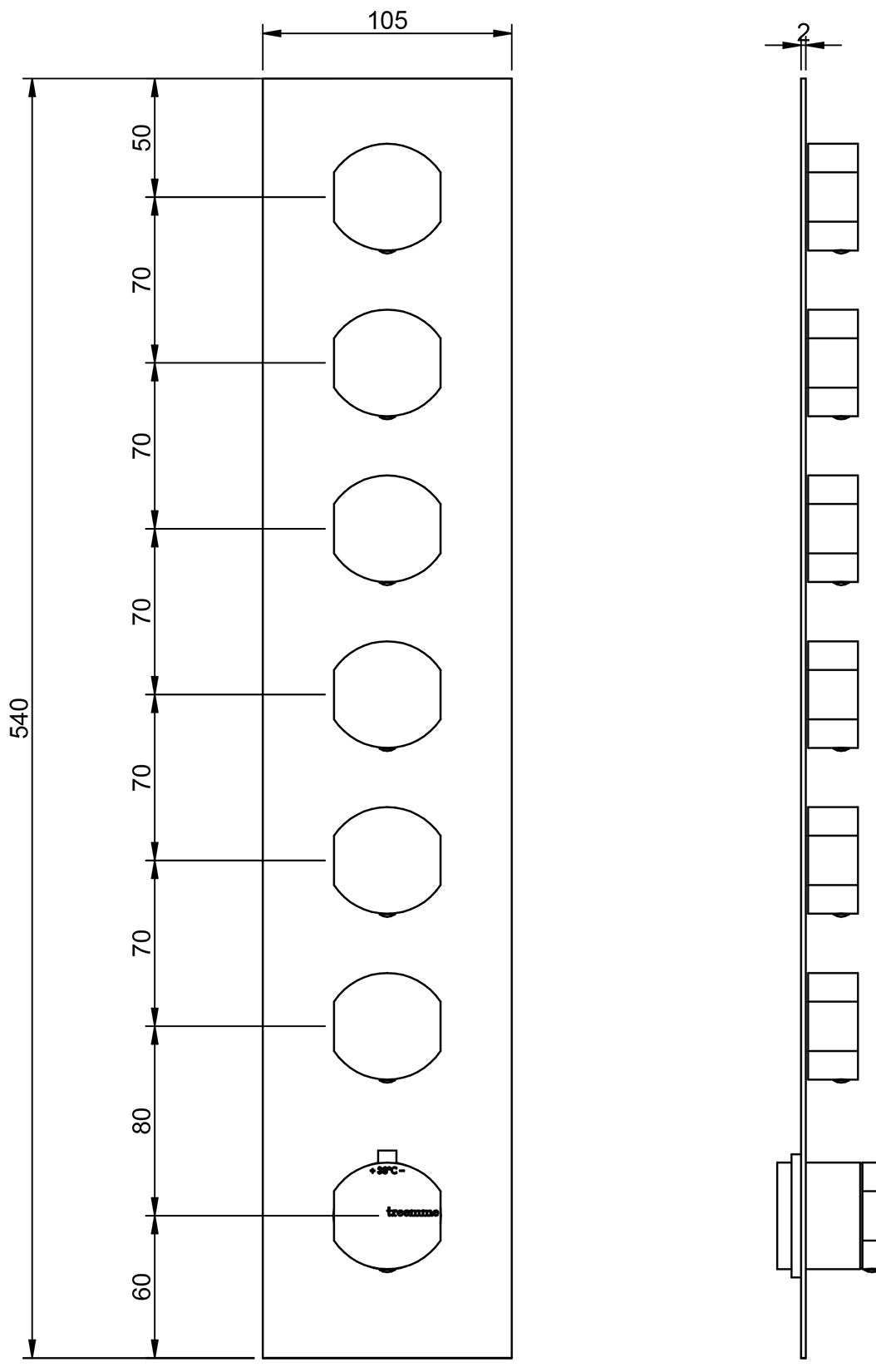 Rubinetterie Treemme Hedò Miscelatore Doccia Termostatico Incasso A Muro 6 Uscite Parte Interna e Esterna Inclusa Materiale Ottone Finitura Cromata 7 Fori Monocomando 1 Leva Stile Moderno Con Piastra