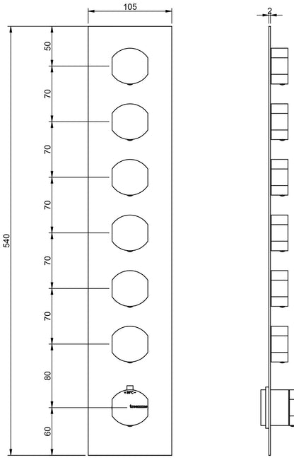 Rubinetterie Treemme Hedò Miscelatore Doccia Termostatico Incasso A Muro 6 Uscite Parte Interna e Esterna Inclusa Materiale Ottone Finitura Cromata 7 Fori Monocomando 1 Leva Stile Moderno Con Piastra