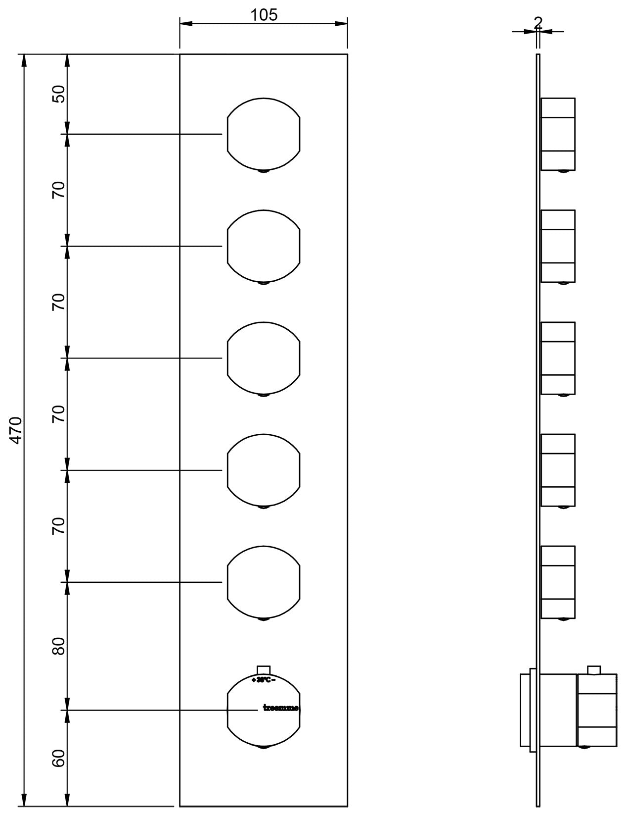 Rubinetterie Treemme Hedò Miscelatore Doccia Termostatico Incasso A Muro 5 Uscite Parte Interna e Esterna Inclusa Materiale Ottone Finitura Cromata 6 Fori Monocomando 1 Leva Stile Moderno Con Piastra