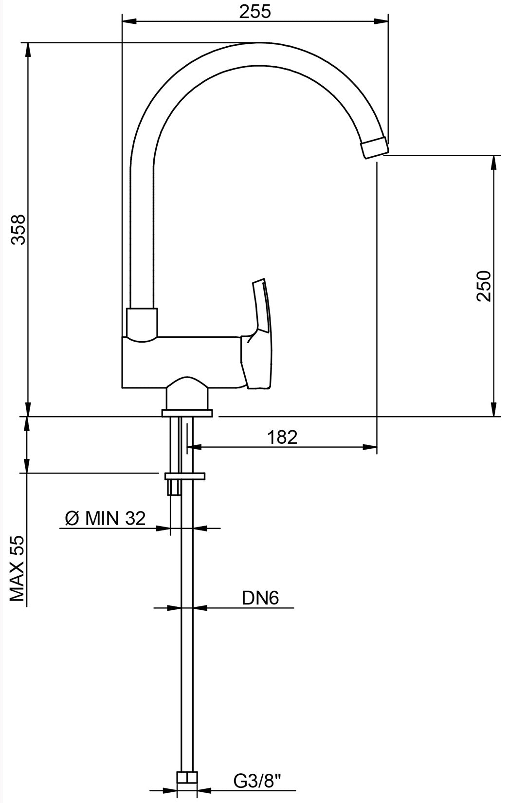 Rubinetterie Treemme 3M Contract Kitchen S IT 1244 CC LG ZZ Miscelatore Monocomando Appoggio Lavello Cucina Sotto Finestra Si Abbassa Girevole Pieghevole Monoforo Stile Moderno Materiale Ottone Finitura Cromata