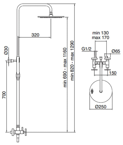 Rubinetterie Treemme Line Gruppo Colonna Doccia Attrezzata Multifunzione Miscelatore Meccanico Materiale Ottone Finitura Cromata Con Doccetta E Soffione Anticalcare In Metallo