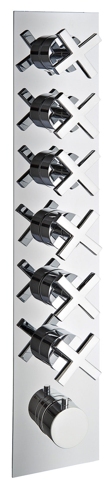 Rubinetterie Treemme Line Miscelatore Doccia 6 Uscite Termostatico Incasso A Muro Parte Interna e Esterna Incluse Materiale Ottone Finitura Cromata 7 Fori Monocomando 1 Leva Stile Moderno Con Piastra