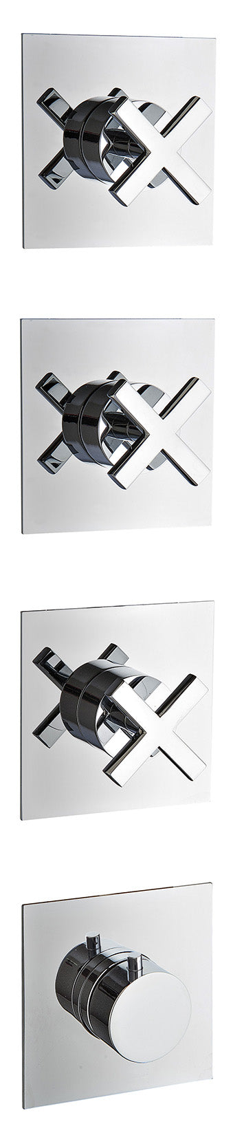 Rubinetterie Treemme Line Miscelatore Doccia 3 Uscite Termostatico Incasso A Muro Senza Piastra 4 Fori Monocomando 1 Leva Parte Interna e Esterna Incluse Stile Moderno Materiale Ottone Finitura Cromata