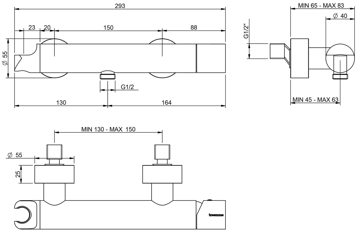 Gruppo Esterno Doccia Senza Set Doccia Rubinetterie Treemme Nanotech Materiale Ottone Finitura Cromata