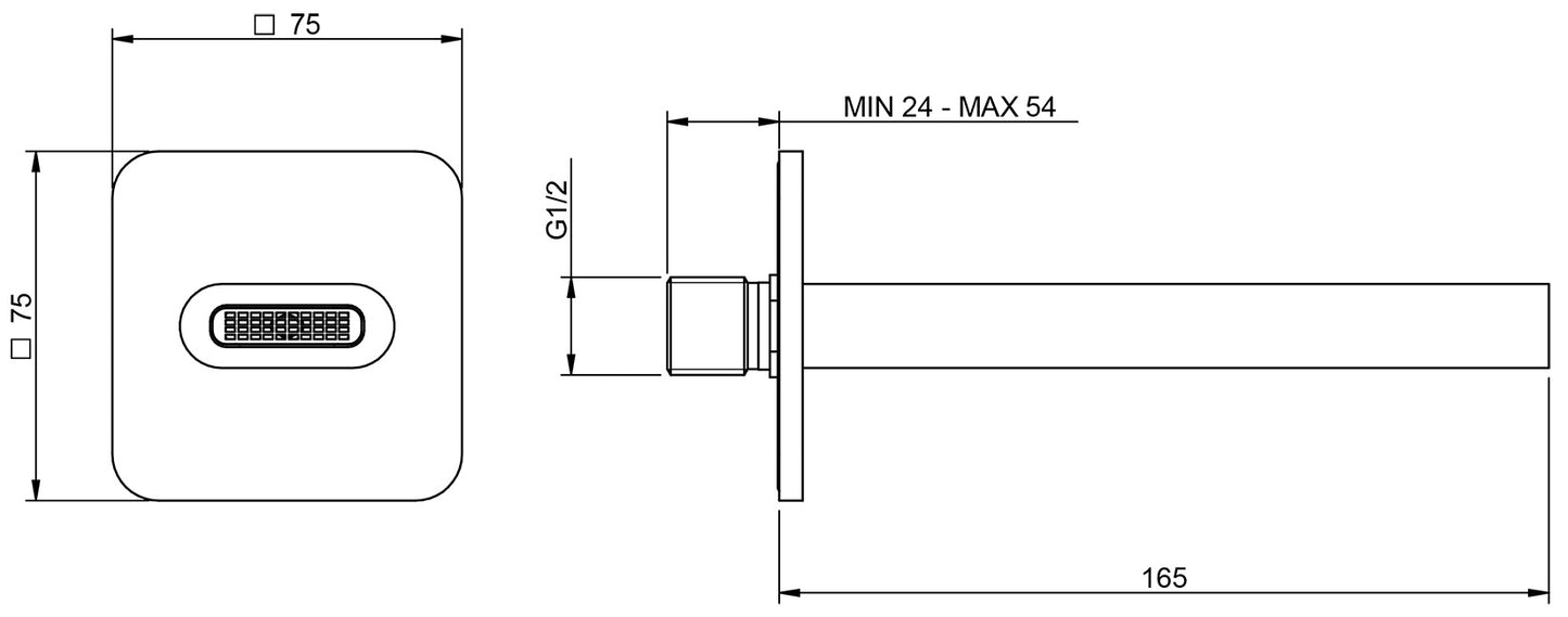 Rubinetterie Treemme Nanotech Bocca a Muro 165 mm Getto di Erogazione Installazione a Parete Materiale Ottone Finitura Cromata Stile Moderno Monoforo