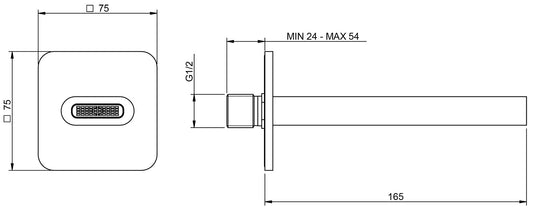 Rubinetterie Treemme Nanotech Bocca a Muro 165 mm Getto di Erogazione Installazione a Parete Materiale Ottone Finitura Cromata Stile Moderno Monoforo