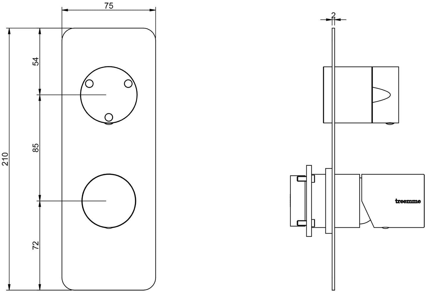 Miscelatore Monocomando Doccia Incasso Con Deviatore 3 Uscite Rubinetterie Treemme Nanotech Materiale Ottone Finitura Cromata
