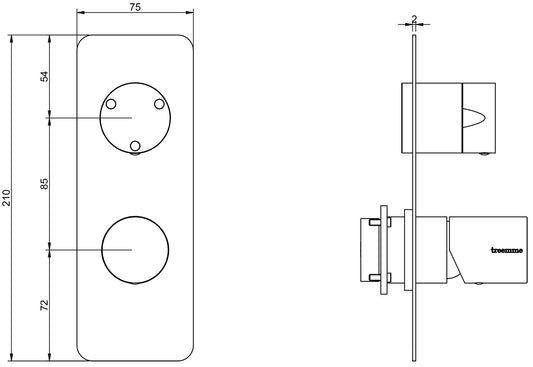 Miscelatore Monocomando Doccia Incasso Con Deviatore 3 Uscite Rubinetterie Treemme Nanotech Materiale Ottone Finitura Cromata