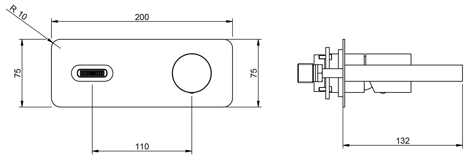 Miscelatore Monocomando Lavabo Incasso 132 mm A Parete Rubinetterie Treemme Nanotech Materiale Ottone Finitura Cromata