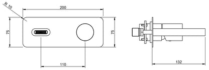 Miscelatore Monocomando Lavabo Incasso 132 mm A Parete Rubinetterie Treemme Nanotech Materiale Ottone Finitura Cromata