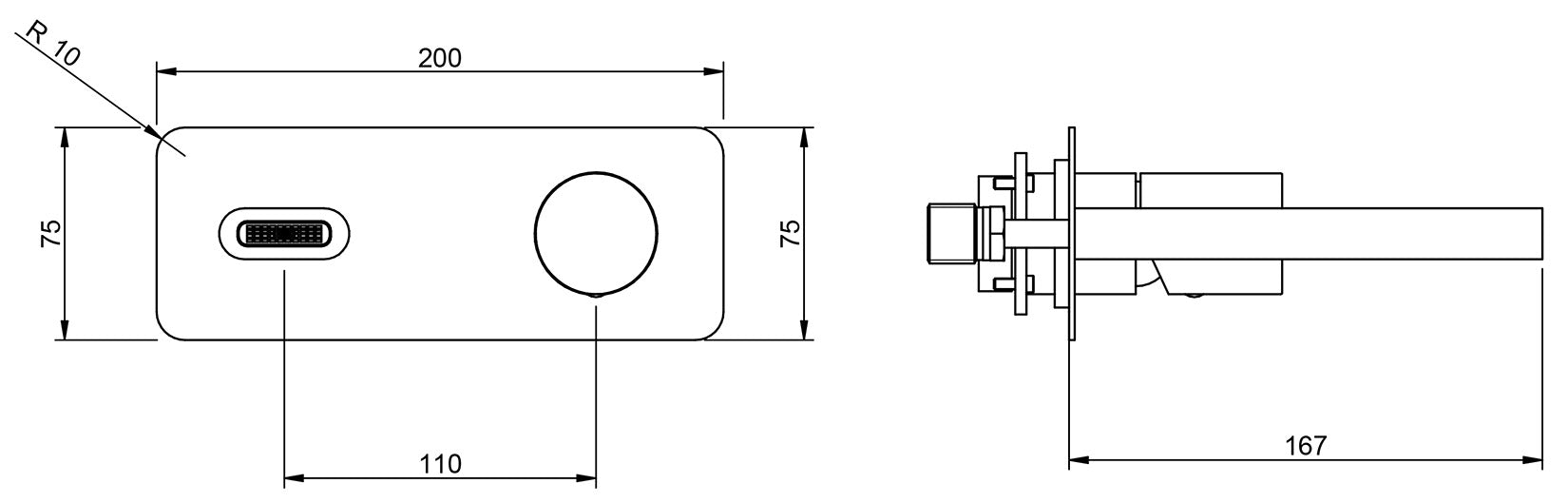 Miscelatore Monocomando Lavabo Incasso Parete 167 mm Rubinetterie Treemme Nanotech Materiale Ottone Finitura Cromata