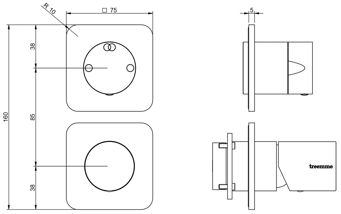 Miscelatore Monocomando Doccia Incasso Con Deviatore 2 Uscite Senza Piastra Rubinetterie Treemme Nanotech Materiale Ottone Finitura Cromata