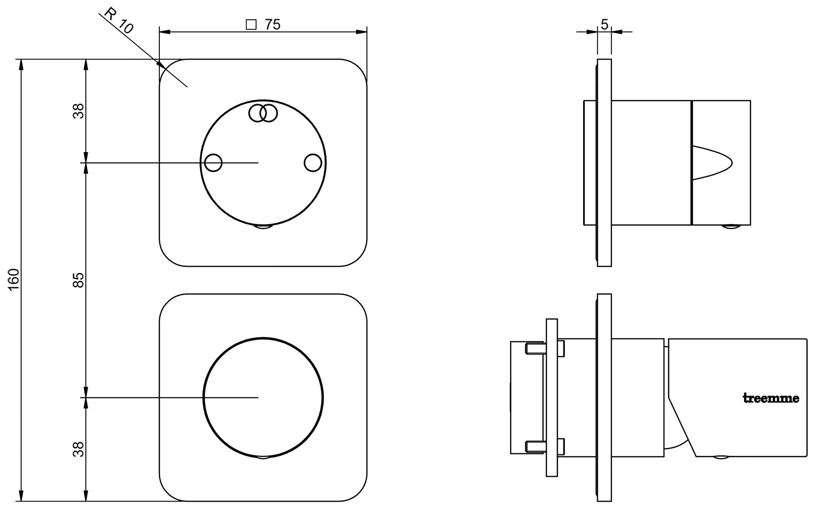 Miscelatore Monocomando Doccia Incasso Con Deviatore 2 Uscite Senza Piastra Rubinetterie Treemme Nanotech Materiale Ottone Finitura Cromata