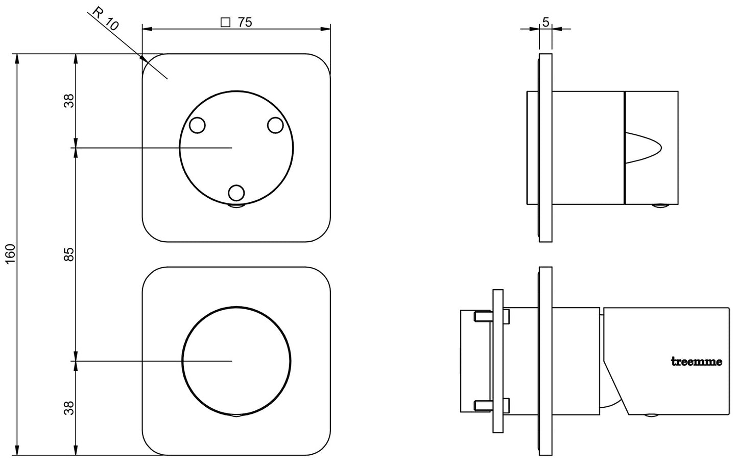 Miscelatore Monocomando Doccia Incasso Con Deviatore 3 Uscite Senza Piastra Rubinetterie Treemme Nanotech Materiale Ottone Finitura Cromata