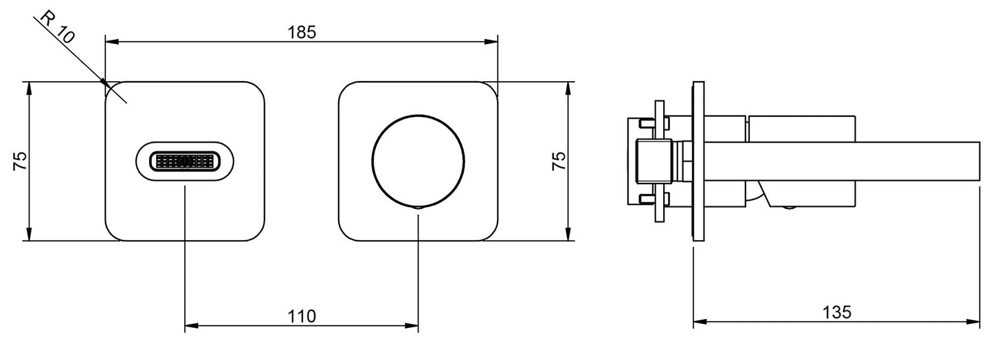 Miscelatore Monocomando Lavabo Incasso 135 mm Parete Rubinetterie Treemme Nanotech Materiale Ottone Finitura Cromata