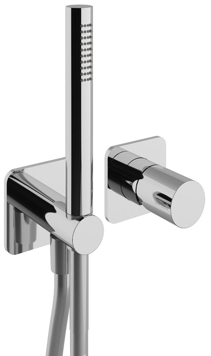 Rubinetterie Treemme Nanotech Miscelatore Doccia Meccanico Incasso A Muro Doccetta Metallo Flessibile PVC Parte Interna Esterna Inclusa 2 Fori Senza Piastra Materiale Ottone Finitura Cromata Monocomando 1 Leva Manopoa Stile Moderno