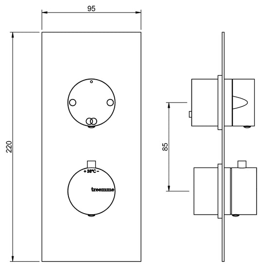 Miscelatore Termostatico Doccia Incasso Con Deviatore A 2 Uscite Rubinetterie Treemme Nanotech Materiale Ottone Finitura Cromata