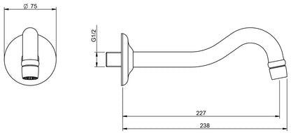 Rubinetterie Treemme 3M OLD ITALY IT 2163 CC ZZ HF Bocca Getto Erogazione Acqua Incasso A Muro Per Vasca 227 mm Materiale Ottone Finitura Cromata Portata Acqua 38 Litri Al Minuto