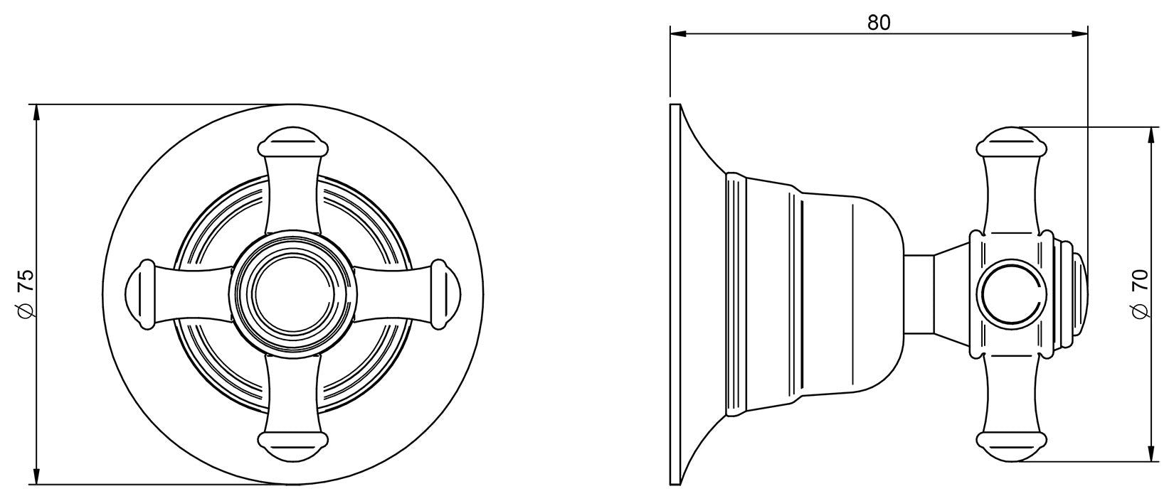 Rubinetterie Treemme 3M OLD ITALY RWIT 4462 CC 40 + RWIT 4462 ZZ 72 Rubinetto D'Arresto Deviatore Incasso 2 Uscite Materiale Ottone Finitura Cromata
