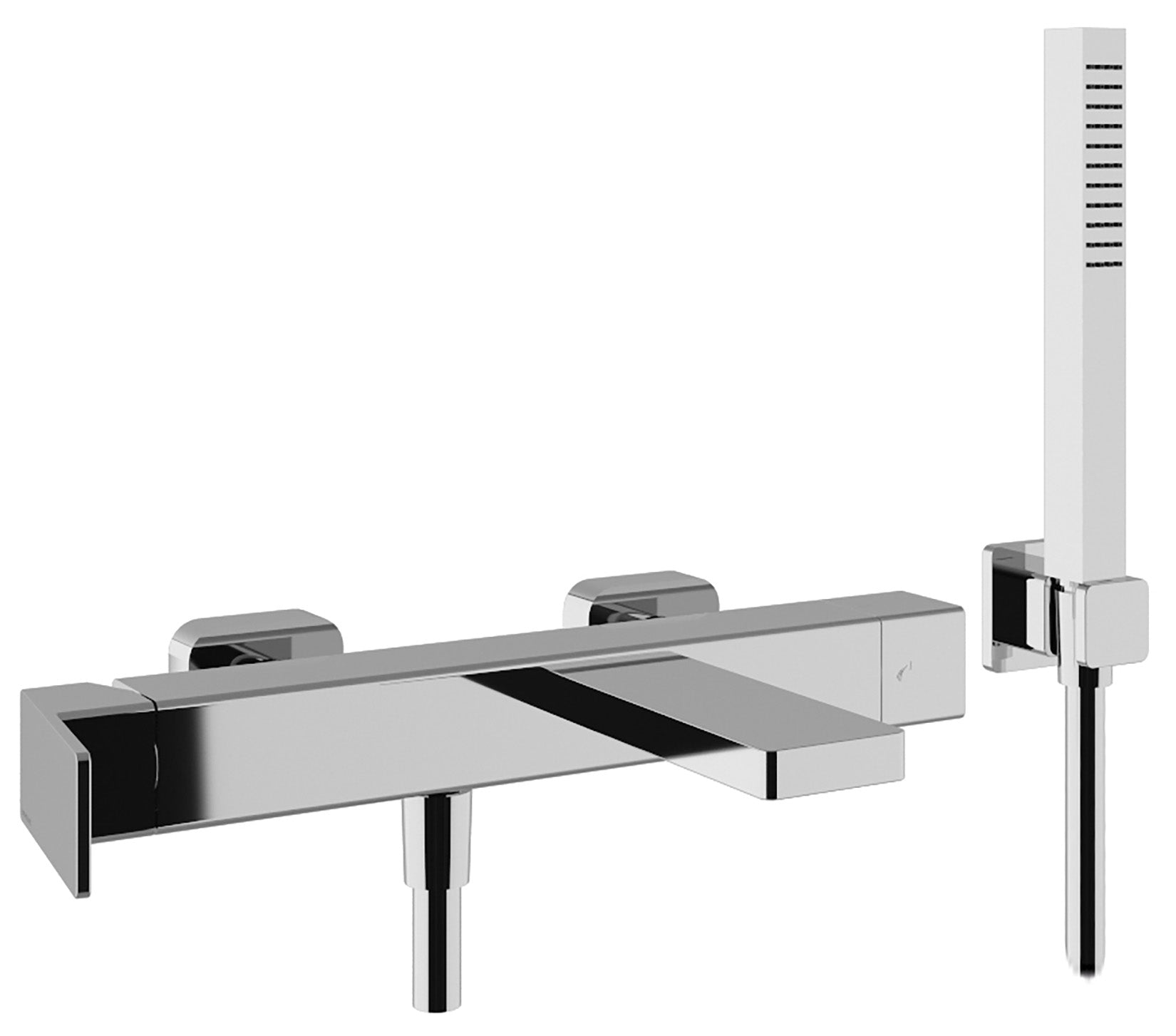 Rubinetterie Treemme 3M Pa36 IT 8B00 CC QF ZZ Miscelatore Vasca Esterno Muro Monocomando Meccanico 3 Fori Ottone Cromato 1 Leva Stile Moderno Doccetta Estraibile Metallo Flessibile PVC