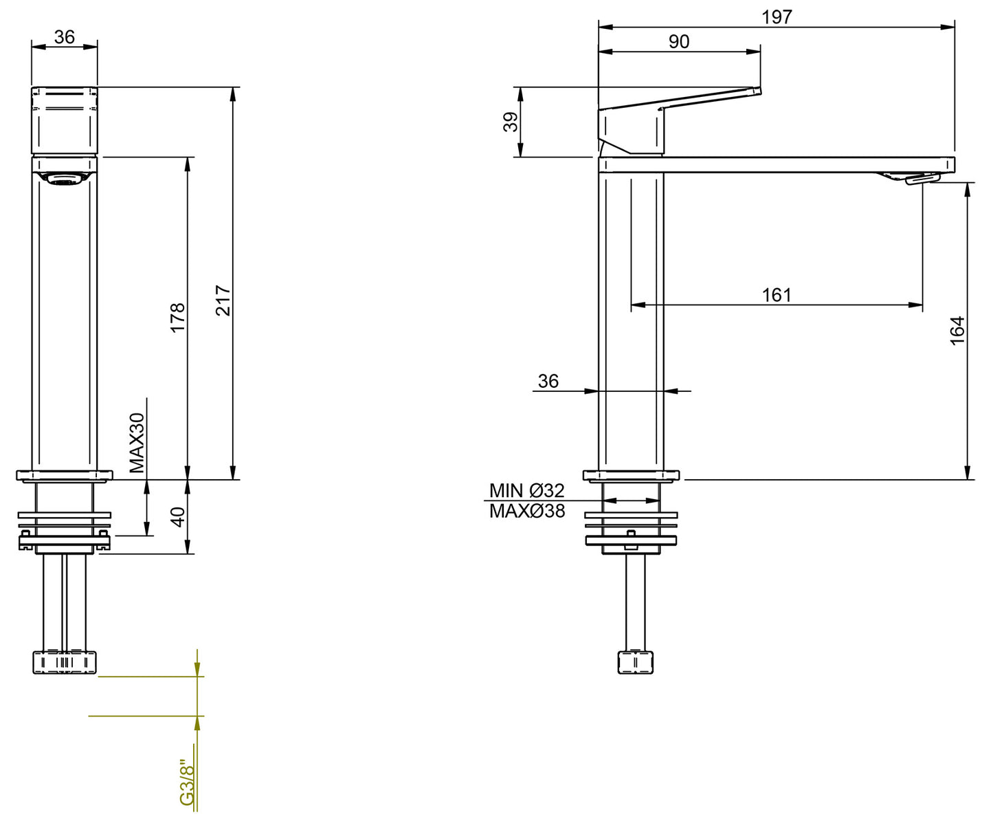 Rubinetterie Treemme 3M PA36 IT 8B27 CC QF ZZ Miscelatore Lavabo 164 mm Monocomando Appoggio 1 Leva Monoforo Stile Moderno Altezza 217 mm Lunghezza 197 mm Areatore Orientabile Materiale Ottone Finitura Cromato Senza Piletta di Scarico
