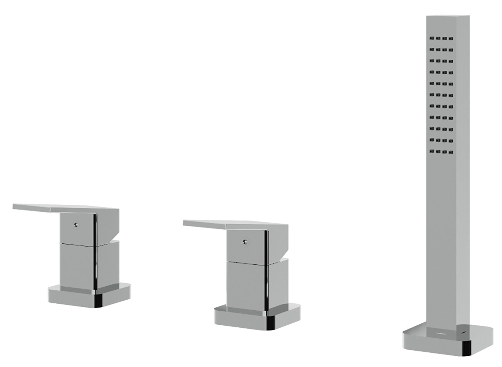 Rubinetterie Treemme 3M Pa36 IT 8B69 CC QF ZZ Miscelatore Batteria Bordo Vasca Appoggio 3 Fori Meccanico Con Doccetta Estraibile Metallo Flessibile PVC Senza Bocca 2 Leve Manopole Stile Moderno Ottone Cromata