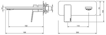 Rubinetterie Treemme 3M PA36 RWIT 8BA7 CC 01 + RWIT 51A5 ZZ 01 Miscelatore Lavabo 182 mm Monocomando Incasso a Parete Con Piastra Staffa Cartongesso 1 Leva a Sinistra 2 Fori Stile Moderno Lunghezza 198 mm Ottone Cromato Parte Interna Esterna Incluse