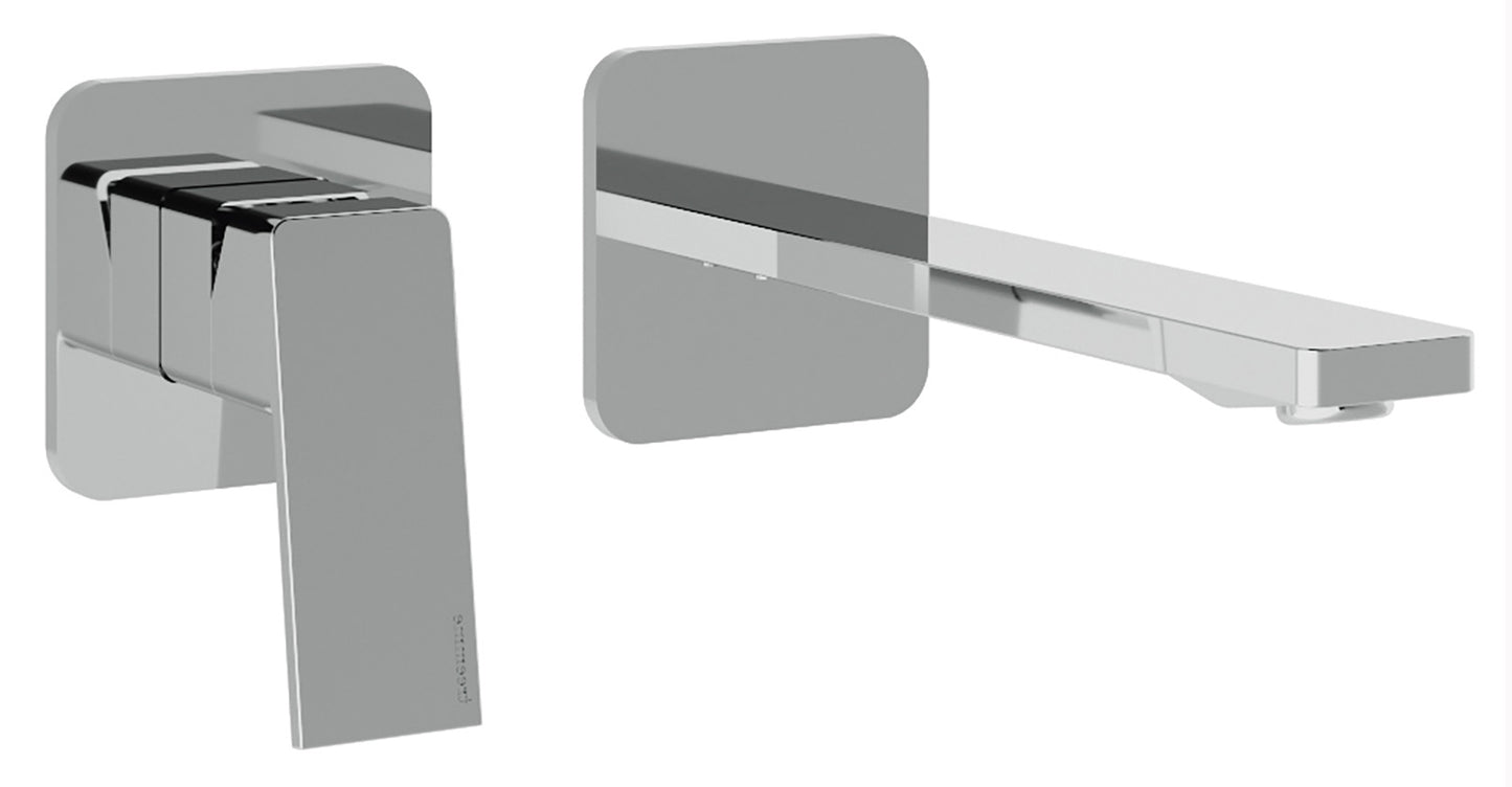 Rubinetterie Treemme 3M PA36 RWIT 8BC7 CC 01 + RWIT 51A5 ZZ 01 Miscelatore Lavabo 185 mm Monocomando Incasso a Parete Senza Piastra Staffa Cartongesso 1 Leva a Sinistra 2 Fori Stile Moderno Lunghezza 202 mm Ottone Cromato Parte Interna Esterna Incluse