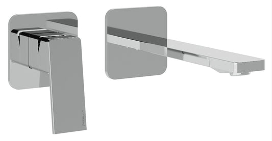 Rubinetterie Treemme 3M PA36 RWIT 8BC7 CC 01 + RWIT 51A5 ZZ 01 Miscelatore Lavabo 185 mm Monocomando Incasso a Parete Senza Piastra Staffa Cartongesso 1 Leva a Sinistra 2 Fori Stile Moderno Lunghezza 202 mm Ottone Cromato Parte Interna Esterna Incluse