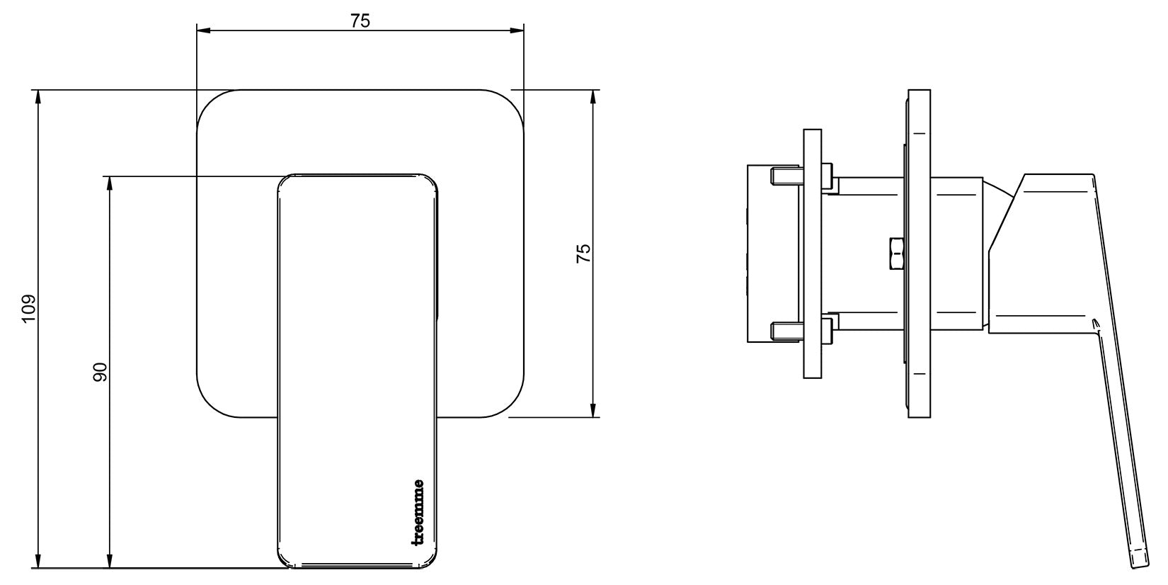 Rubinetterie Treemme 3M PA36 RWIT 8BC8 CC 01 + RWIT 51A8 ZZ 03 Miscelatore Monocomando Remoto Lavabo Doccia Incasso Muro Meccanico 1 Uscita Monoforo 1 Manopola Staffa Cartongesso Materiale Ottone Finitura Cromata Parte Interna Esterna Incluse