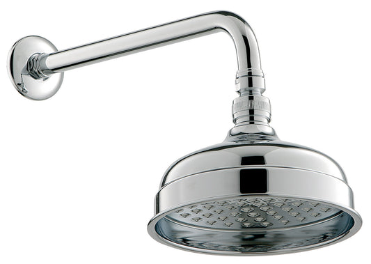 Rubinetterie Treemme 3M Old Italy IT 0499 CC ZZ ZZ Soffione Doccia A Parete Tondo In Metallo Diametro Ø 150 mm Anticalcare Con Braccio Doccia 314 mm Materiale Ottone Finitura Cromata