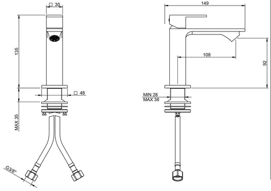 Rubinetterie Treemme Q30 Miscelatore Monocomando Bidet Materiale Ottone Finitura Cromata