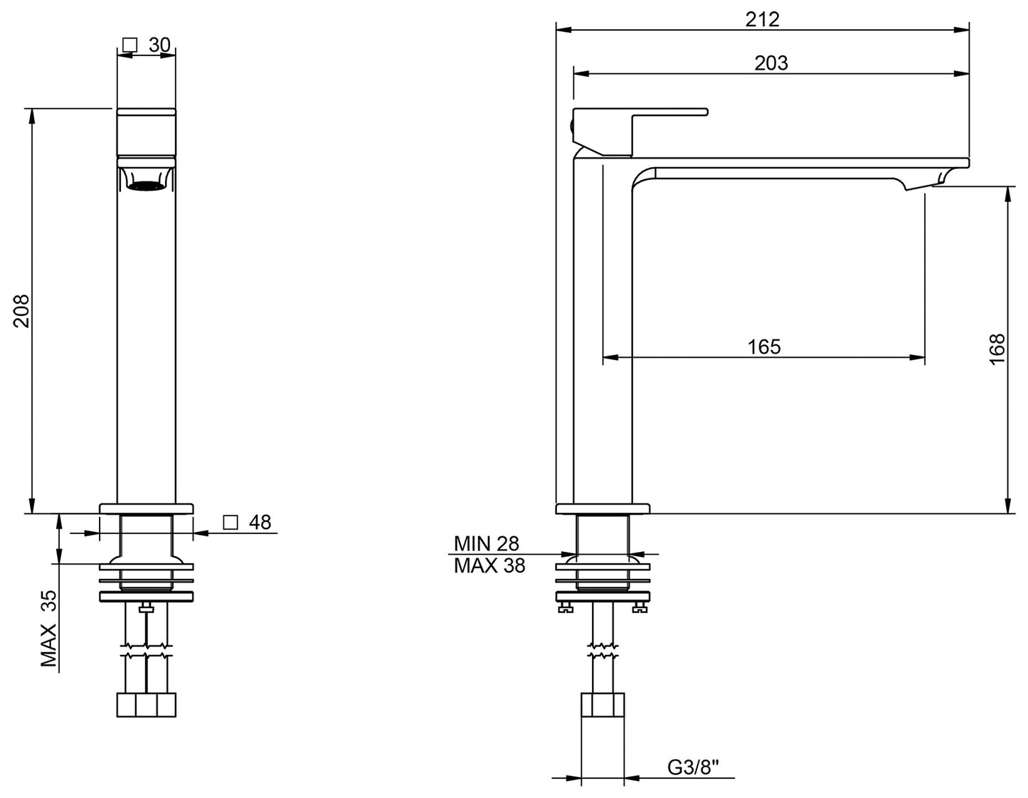 Rubinetterie Treemme Q30 Miscelatore Monocomando Lavabo 168 mm Materiale Ottone Finitura Cromata